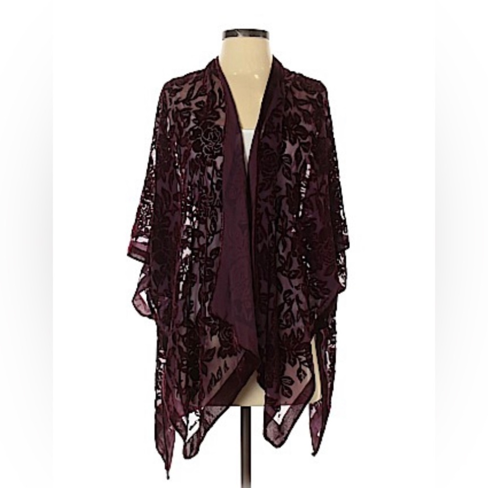 Woven Heart burgundy kimono - one size